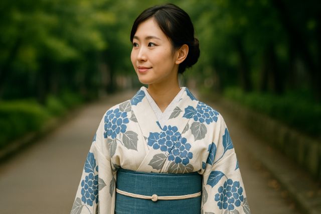 半襟を使い着物風にする