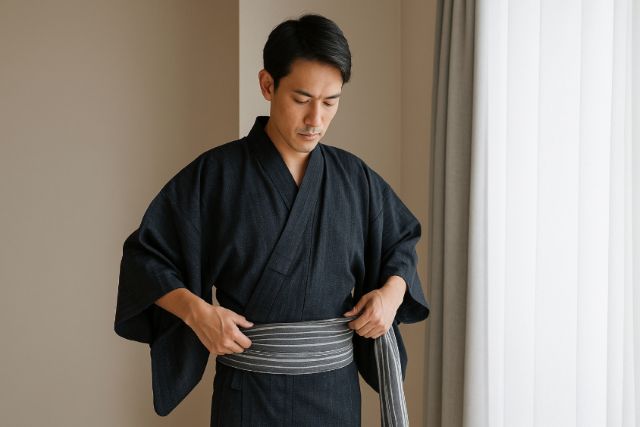 男の浴衣の簡単な着付け方