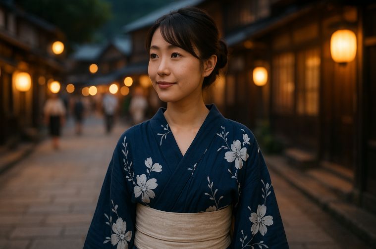 衿芯なしで着る浴衣の伝統的な着姿