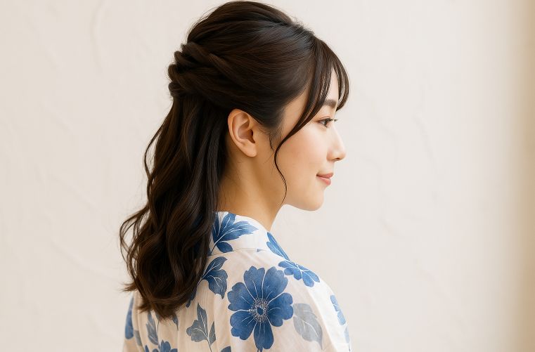 ミディアム向け上品ハーフアップ