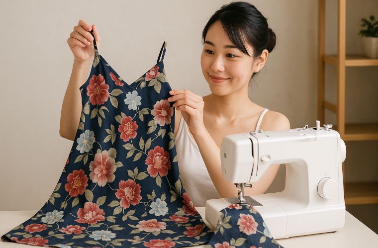 浴衣リメイクでキャミワンピDIY