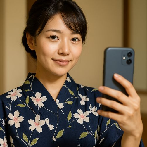 浴衣の自撮りが逆になる時の対処法
