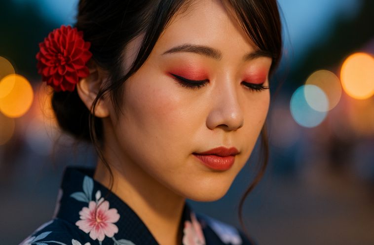 トレンドの赤シャドウとカラーライナー