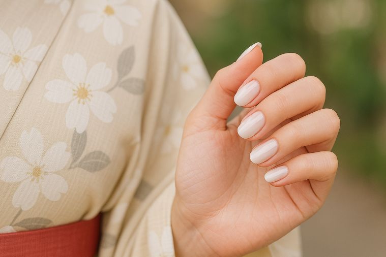 白やベージュの浴衣に合うネイル