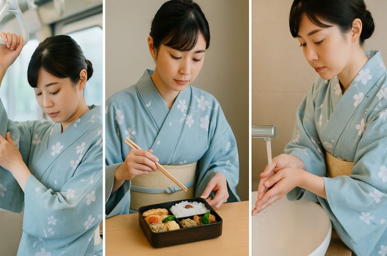 シーン別、袖のスマートな押さえ方