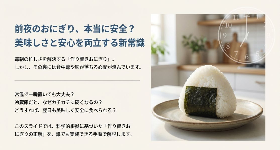 前日の夜に握るおにぎりは大丈夫？食中毒リスクと冷凍保存術