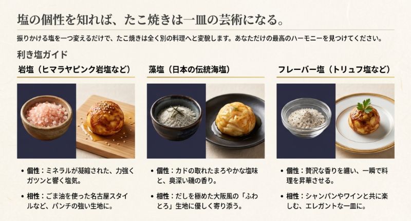 岩塩、藻塩、フレーバー塩それぞれの個性と、生地やシーンに合わせた相性の良い組み合わせを紹介するガイド